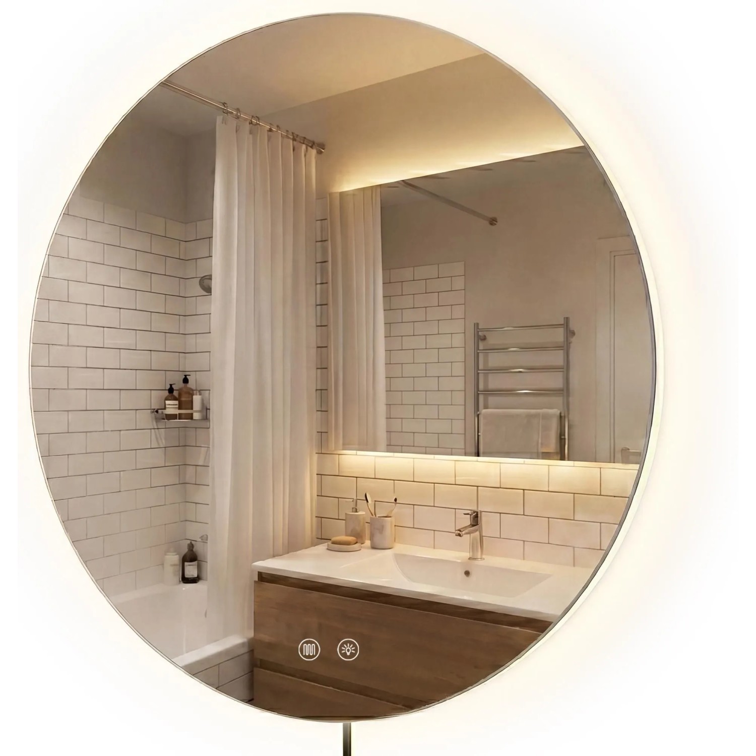 DELUKE Badspiegel GENF 80cm 60x3x60cm Glas Klarglas Badezimmerspiegel Wandspiegel