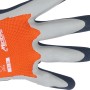 Detailansicht: LUX Arbeitshandschuh Super Grip Gr. 9, orangefarbene Handfläche, graue Fingerkuppen.