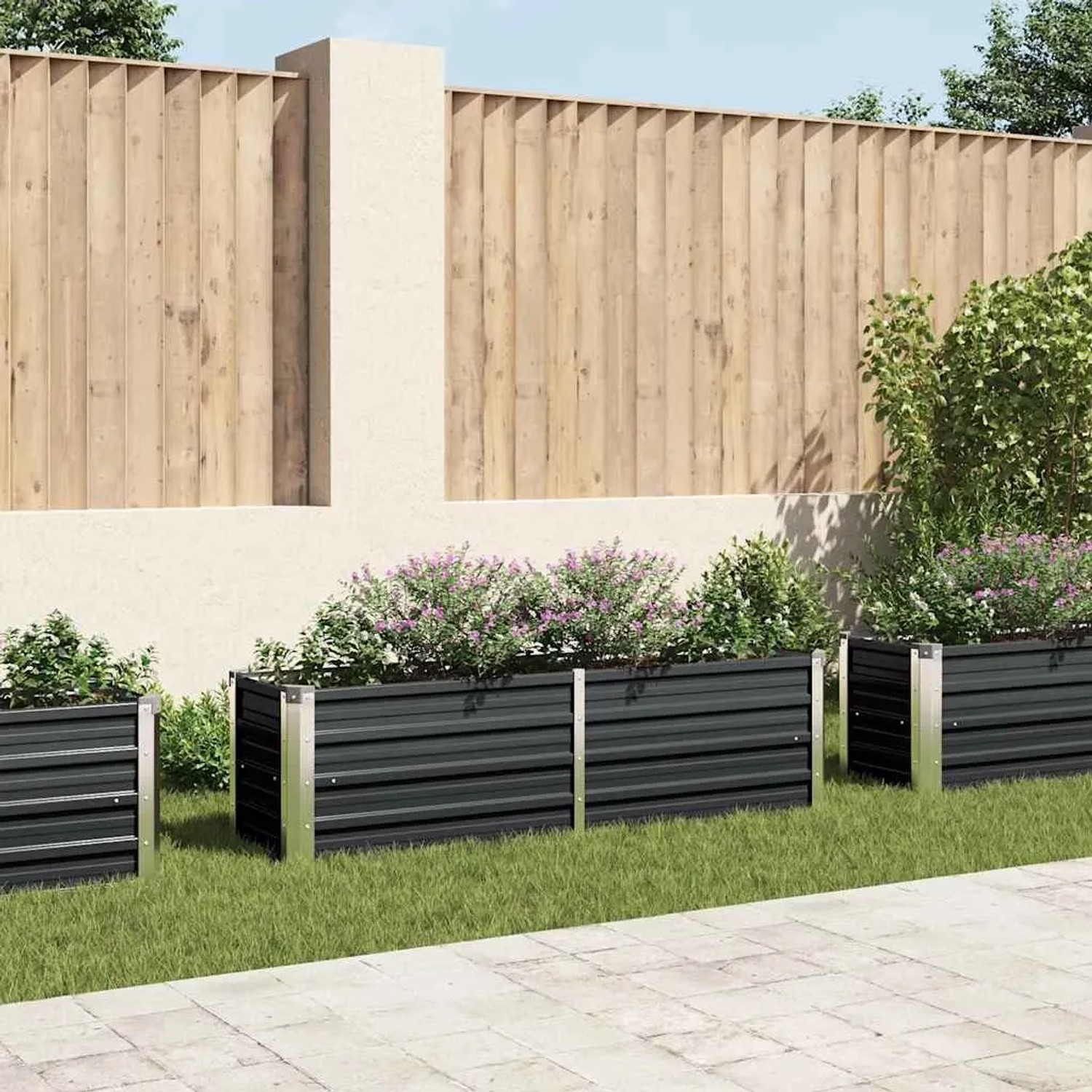 Furnicato Garten-hochbeet Anthrazit 160 X 40 X 45 Cm Verzinkter Stahl