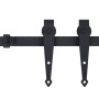 vidaXL Mini Schiebetürbeschlag Set, 183 cm, Carbonstahl, schwarz. Für Schranktüren.