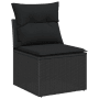 Schwarzes Gartenmöbel: Einzelteil aus vidaXL Sofa-Set, Poly Rattan mit Kissen.