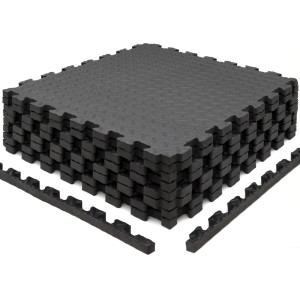 eyepower Bodenschutzmatten, 8er Set, 63x63cm, Schwarz, mit Rand. Ideal als Fußmatten & Schmutzmatten.