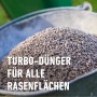Nahaufnahme von Compo Rasendünger Turbo, einem organisch-mineralischen Dünger für dichten, grünen Rasen.