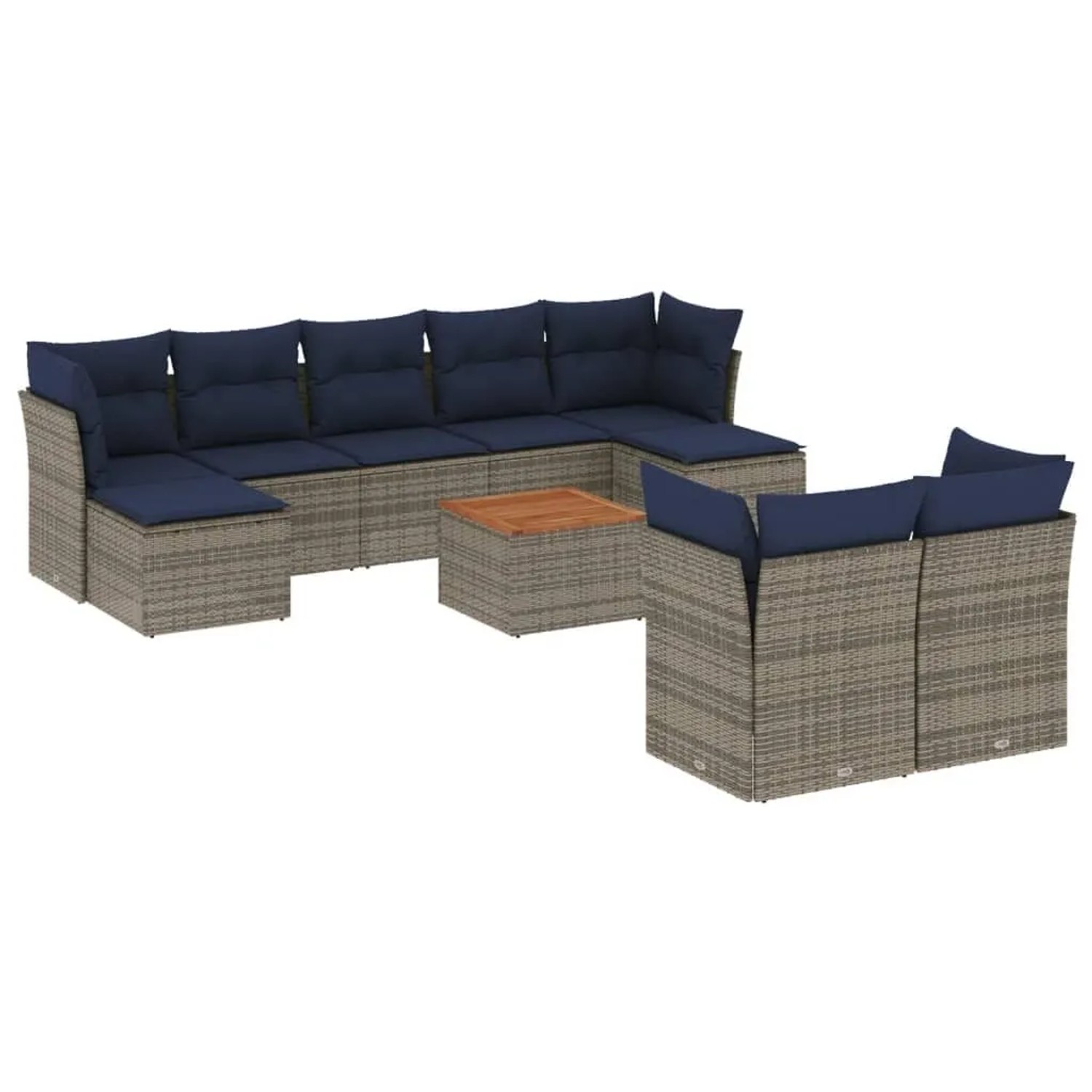 vidaXL 10-Tlg Gartensofa-Set mit Kissen Grau Polyrattan 3256208 günstig online kaufen