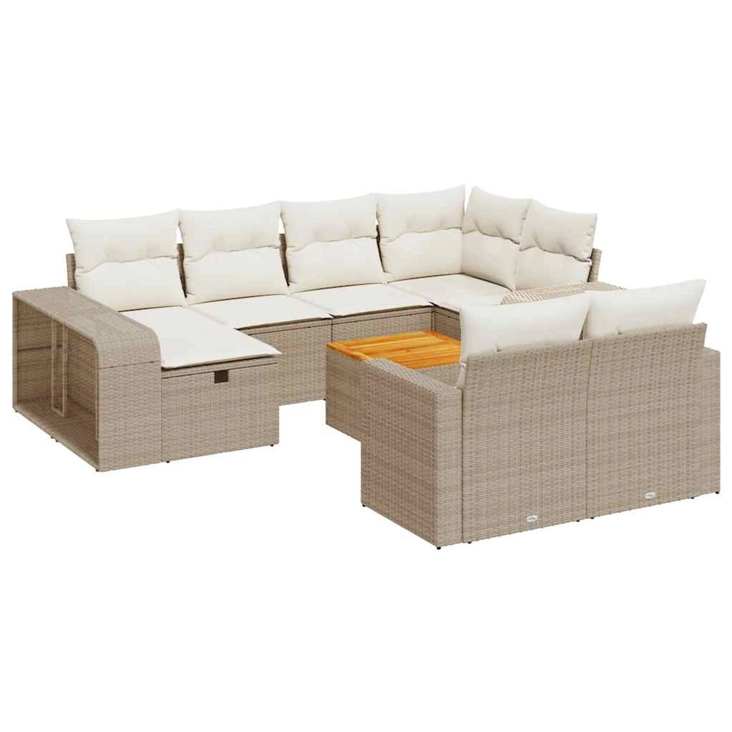 vidaXL 11-Tlg Garten-Sofagarnitur mit Kissen Beige Poly Rattan 3326082 günstig online kaufen