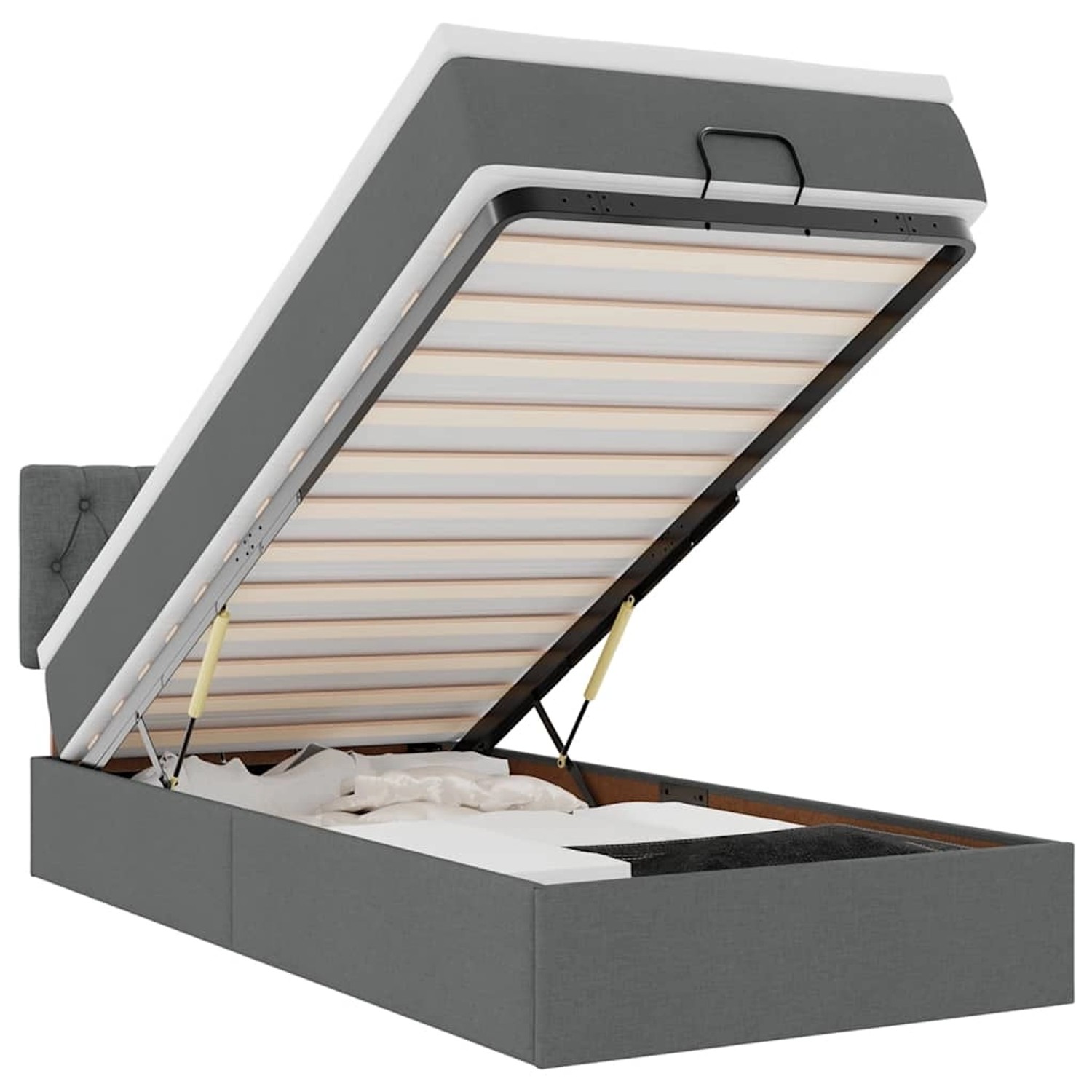 vidaXL Ottoman-Bett mit Matratze Dunkelgrau 90x200 cm Stoff 3311512