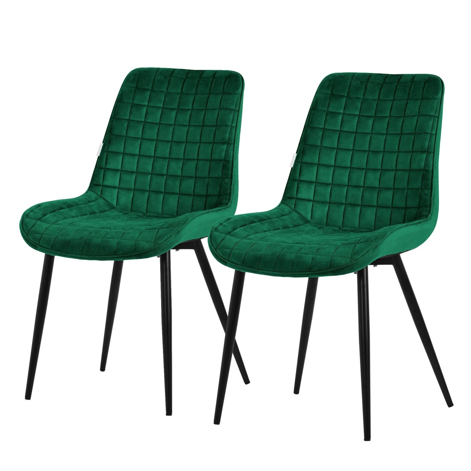 ML-Design Esszimmerstühle 2er Set Dunkelgrün Samtbezug Metallbeinen