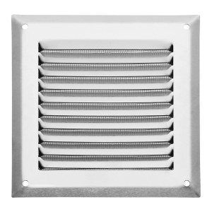 SOTECH Aluminium-Lüftungsgitter 140 x 140 mm Edelstahloptik Aufschraubbar mit Insektenschutz