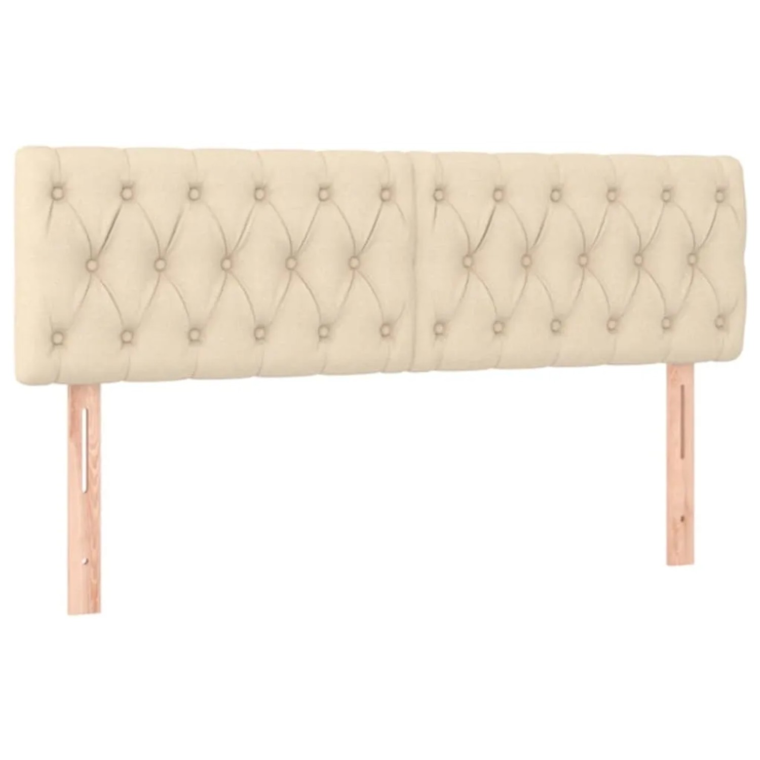 Cremefarbenes Boxspringbett Kopfteil mit Knopfheftung, Stoffbezug. Passend zu Betten 140x190 cm.
