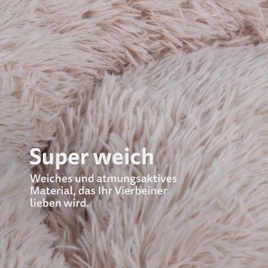 Detailaufnahme: Flauschiges, beiges Hundebett/Katzenbett "Fluffy" mit Öko-Tex Standard.