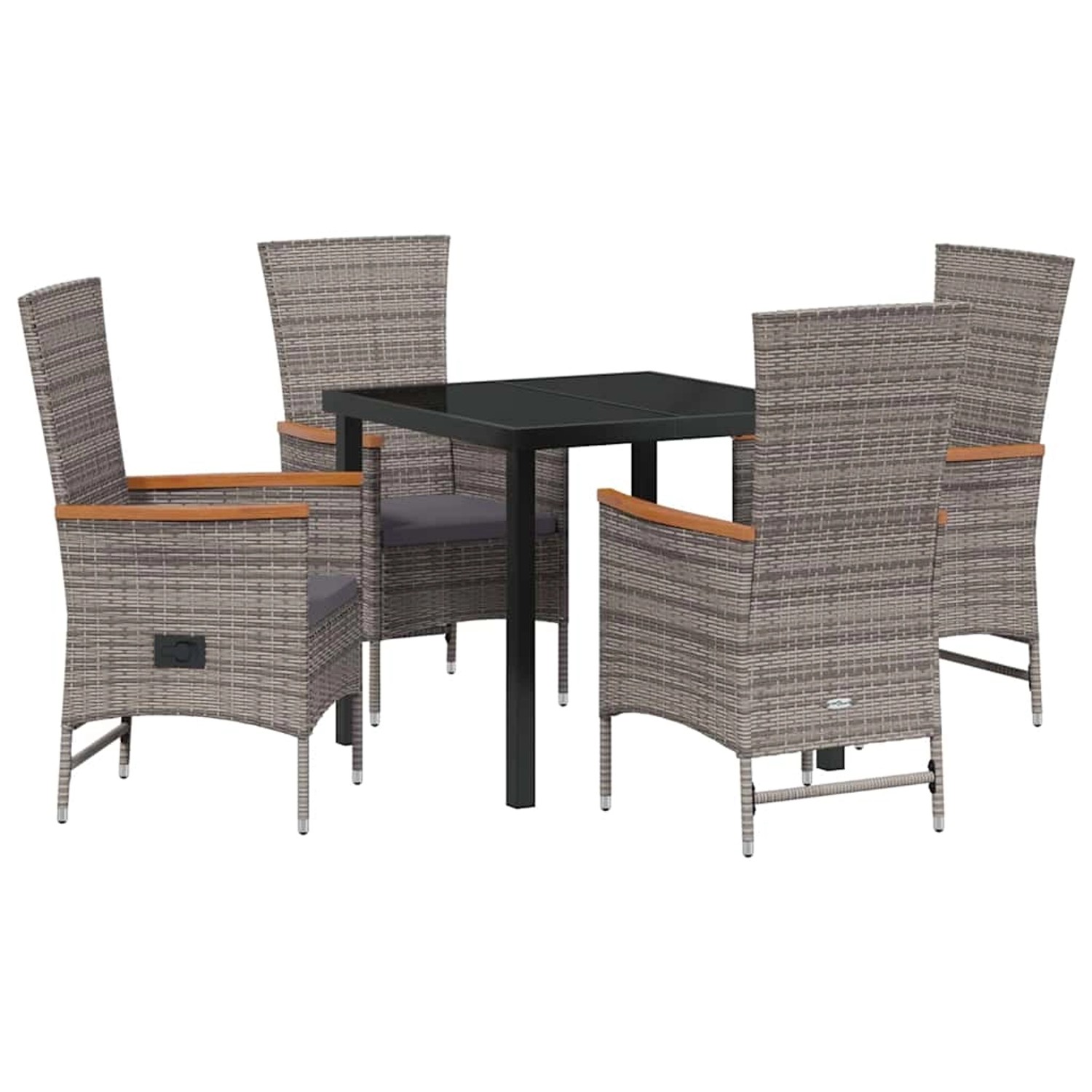vidaXL Garten Essgruppe mit Kissen 5-Tlg Grau Poly Rattan 3379437 günstig online kaufen