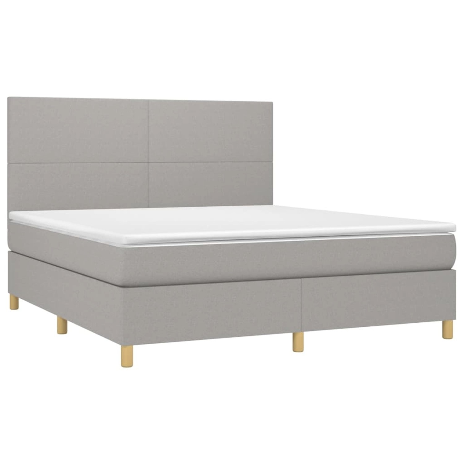 vidaXL Boxspringbett mit Matratze & LED Hellgrau 160x200 cm Stoff 3135285