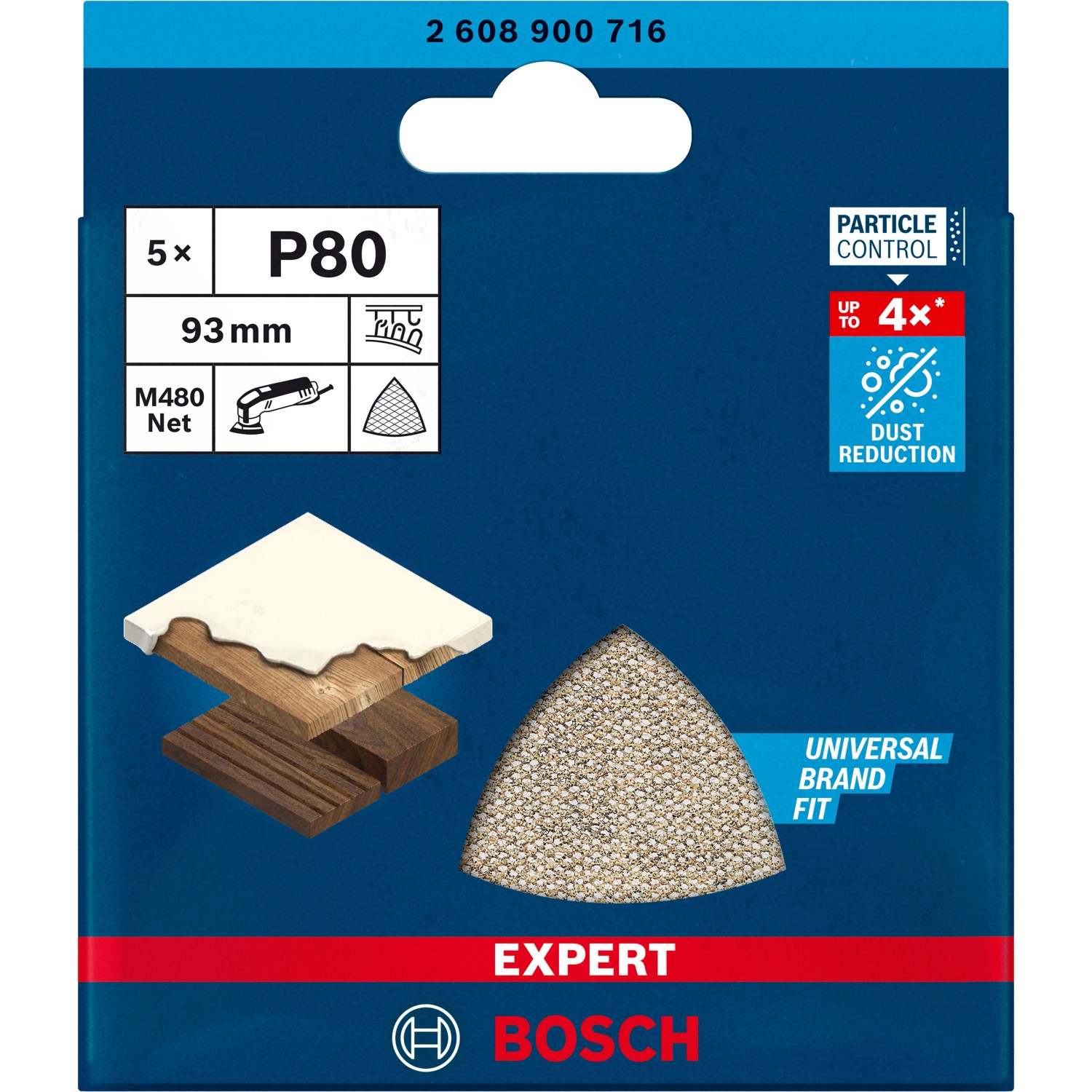 Bosch Expert Netzschleifblatt M480 93 mm x 93 mm K80 5 Stück