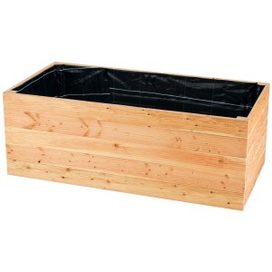 Rechteckiges Hochbeet aus Douglasie-Holz, 72,5x150x70 cm, mit Gewebeplane. Ideal für Garten, Terrasse und Balkon.