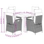 vidaXL 5-tlg. Garten-Essgruppe mit beigen Polyrattan-Stühlen und Tisch mit Glasplatte.