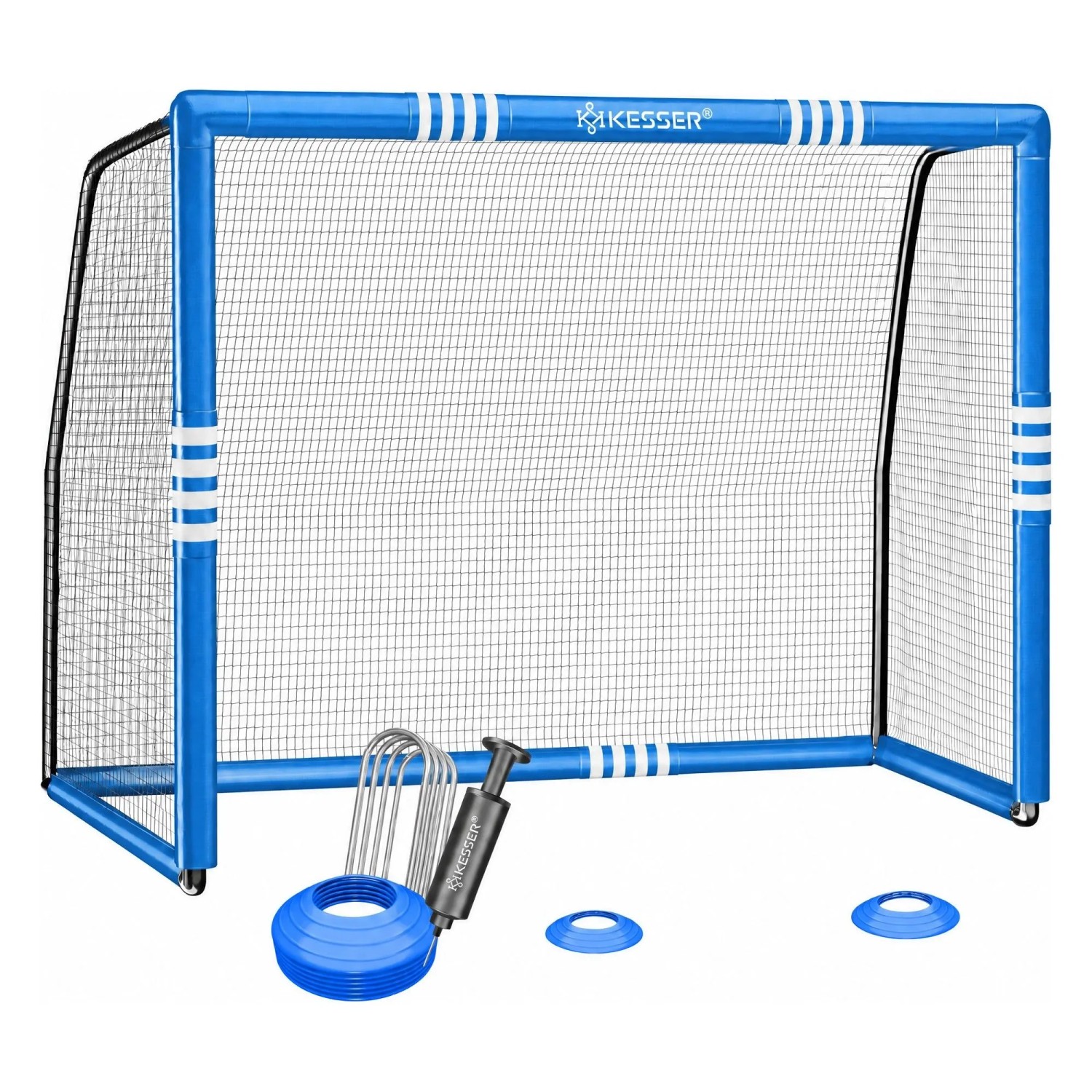 KESSER Fußballtor für Den Garten Größe 300 cm Farbe Blau Ohne Torwand