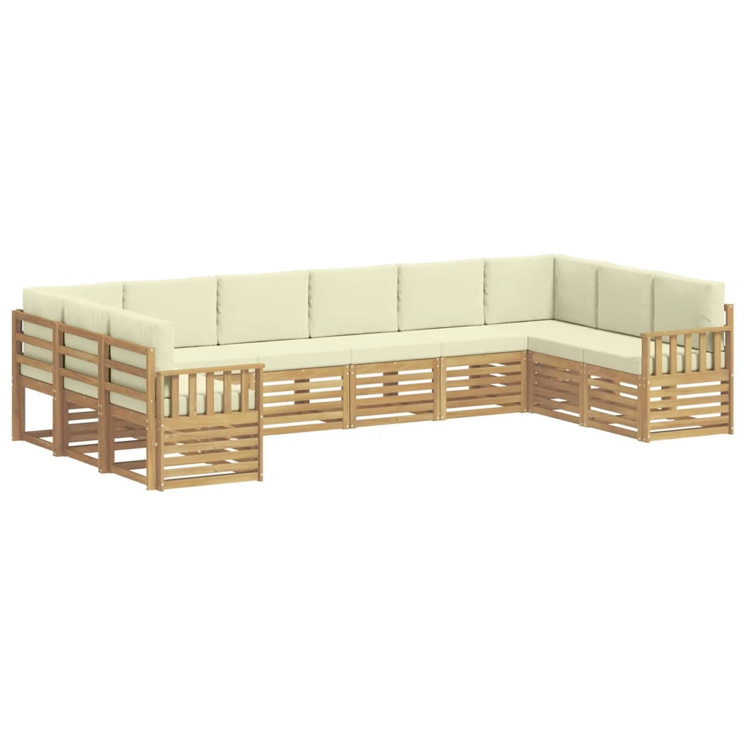 vidaXL Outdoor-Sofagarnitur 7-Tlg Weiß und Creme 363 x 187,5 x 73 cm 3392575