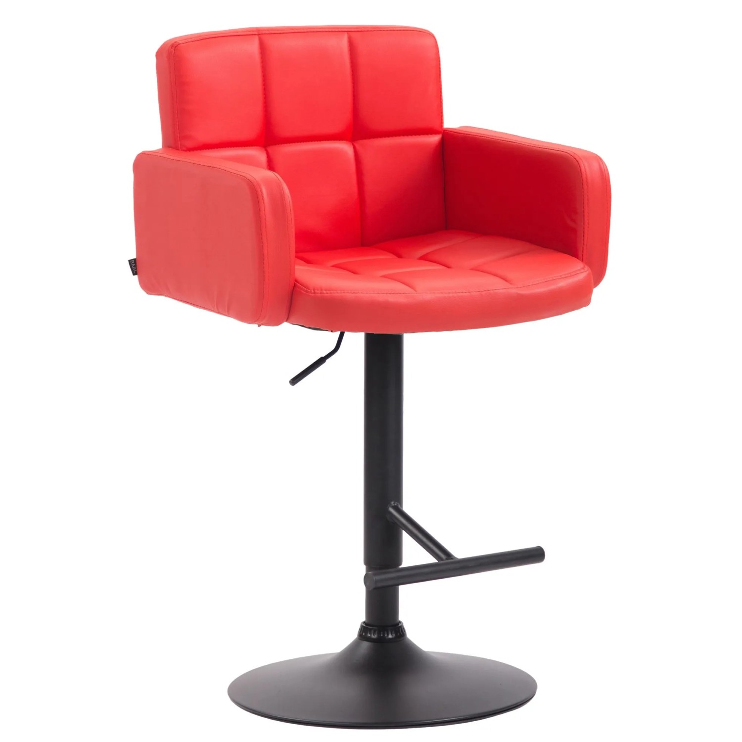 DELUKE Barhocker SUTUN Kunstleder Rot 60x56x93cm Schwarz Barstuhl Höhenverstellbar Mit Lehne Drehbar Tresenhocker Tresenstuhl