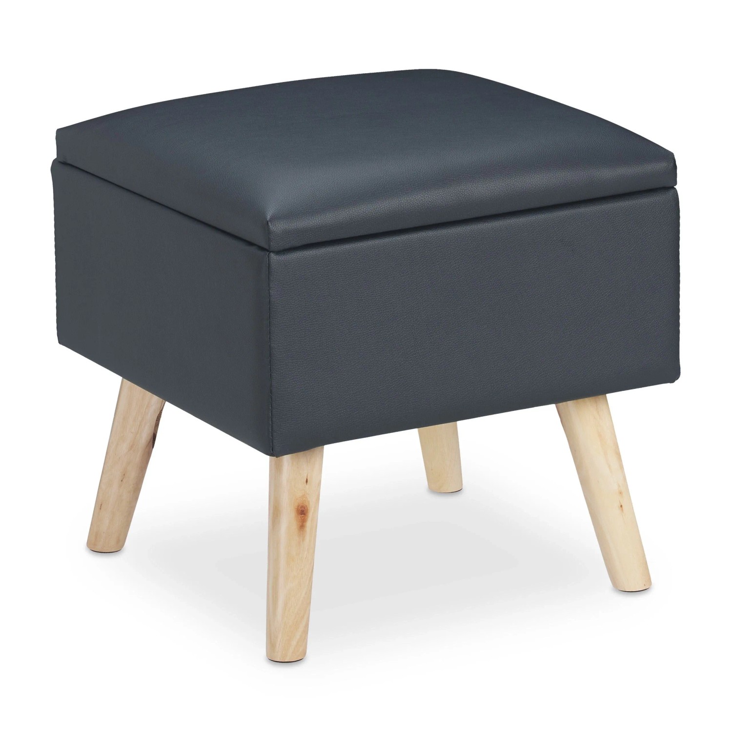 Relaxdays Sitzhocker Kunstleder Dunkelgrau Mit Stauraum 40 cm x 40 cm x 40 cm 7 kg