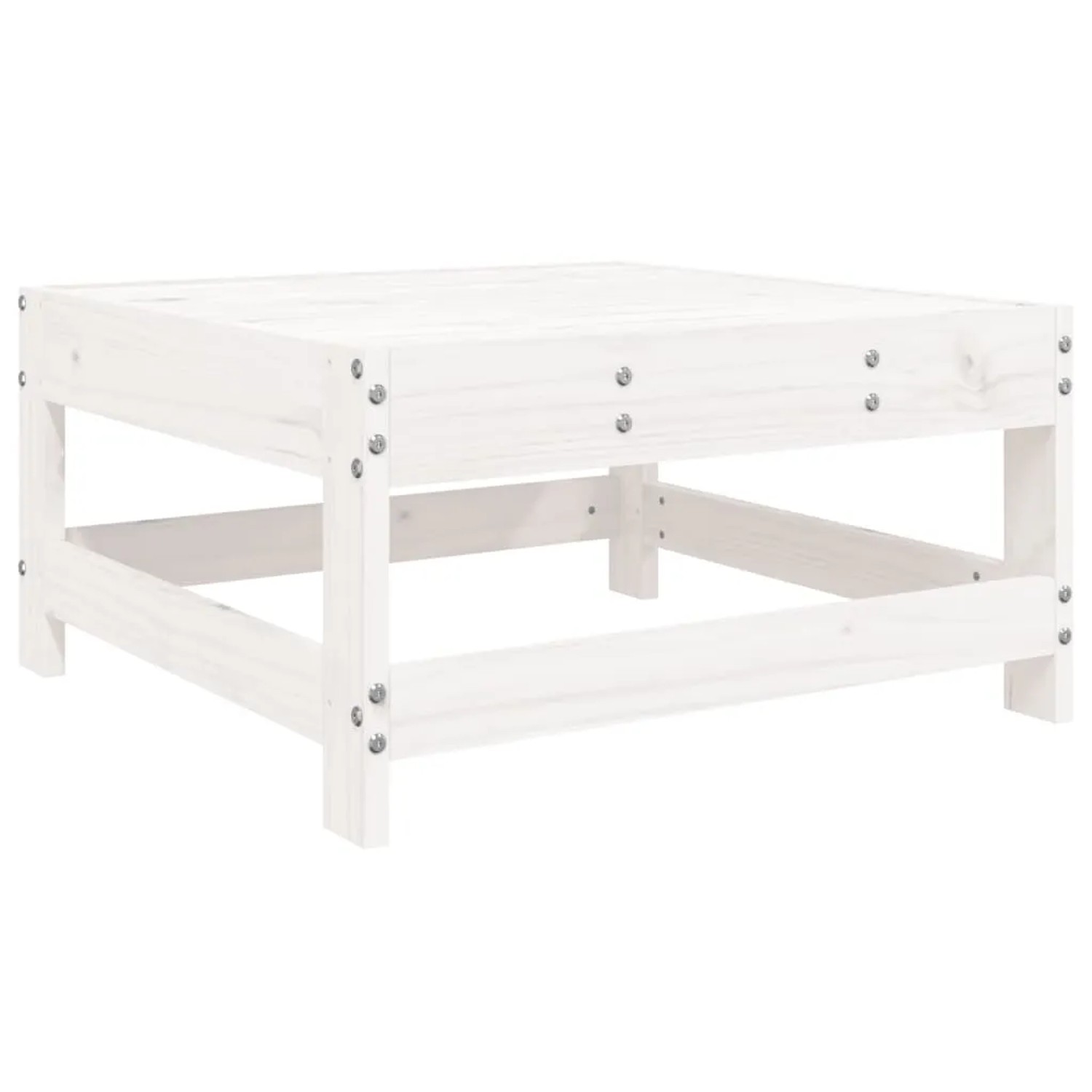 Weißer Gartenhocker/Couchtisch aus Kiefernholz, Teil des vidaXL 7-tlg. Lounge-Sets.