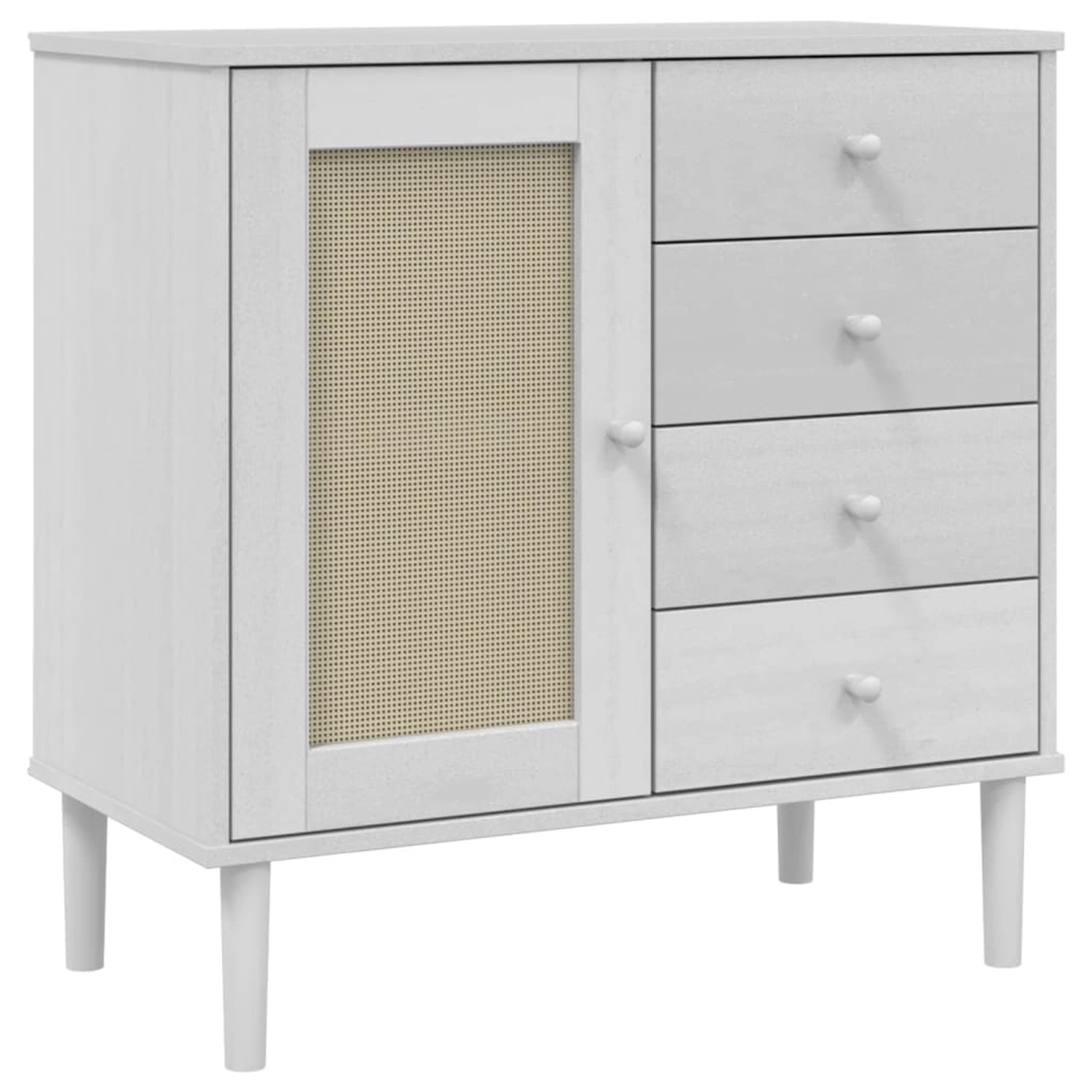 vidaXL Sideboard SENJA Rattan-Optik Weiß 80x40x80 cm Kiefernholz 358038 günstig online kaufen