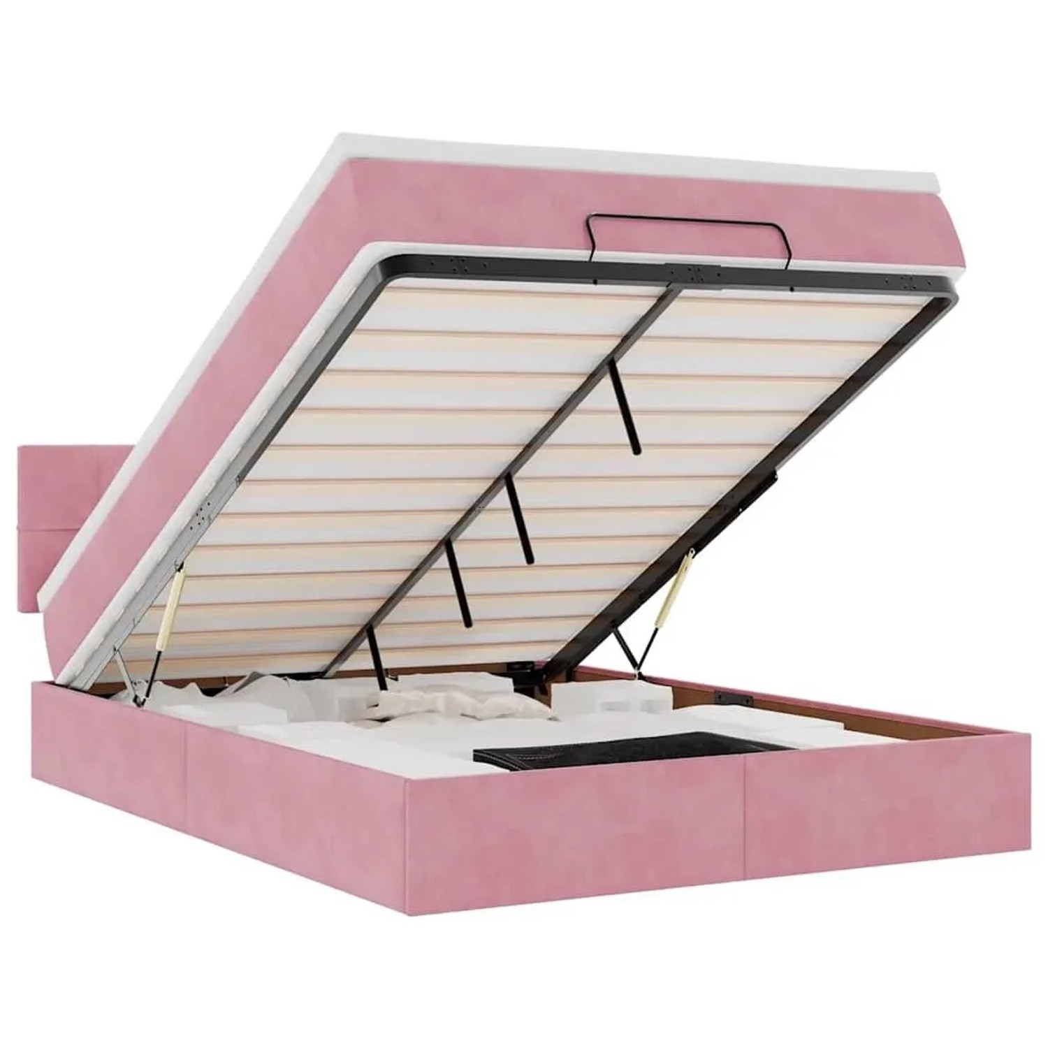 vidaXL Ottoman-Bett mit Matratze & LEDs Rosa 140x190 cm Samt 3312625