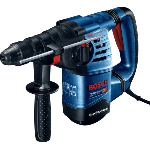 Bosch Professional Bohrhammer GBH 3-28 DFR in L-Boxx, blau/schwarz mit Zusatzhandgriff.