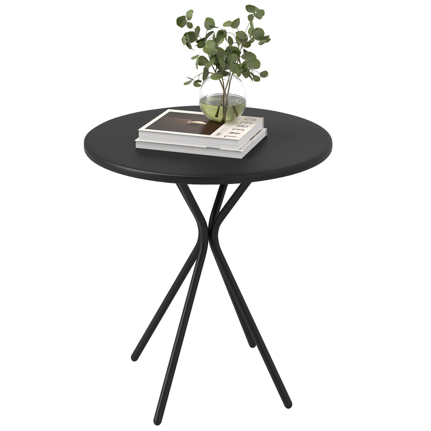 Outsunny Gartentisch Rund Stahl Metall 60 x 70H cm Schwarz günstig online kaufen