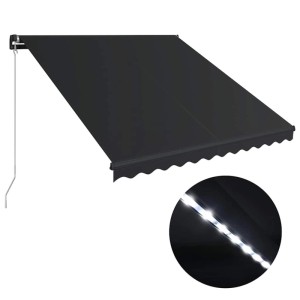vidaXL Markise Manuell Einziehbar mit LED 350x250 cm Anthrazit 3051244