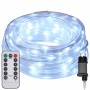 vidaXL Lichtseil mit 2400 LEDs, kaltweiß, 100m, mit Fernbedienung und Stecker für Außen-Lichterketten.