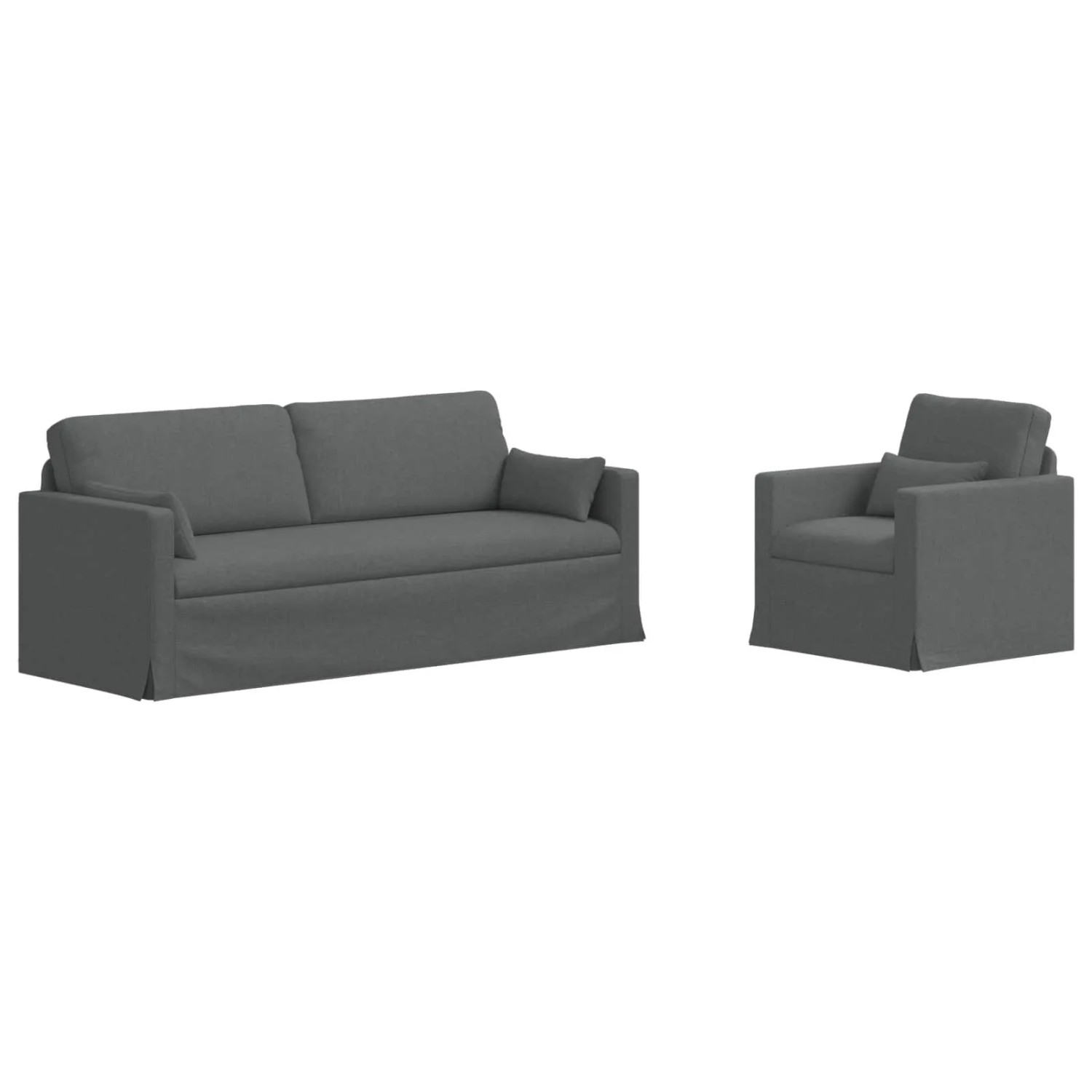 vidaXL Sofa 2-Tlg Dunkelgrau 198 x 78 x 80 cm Stoff 3407582