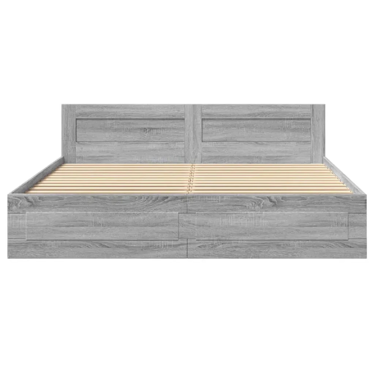 Bettgestell mit Kopfteil in Grau Sonoma (200x200cm) aus Holzwerkstoff.