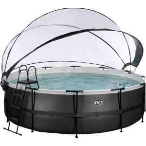 Exit Black Leather Pool, ø 488 cm, mit Abdeckung, Leiter und Sandfilterpumpe.