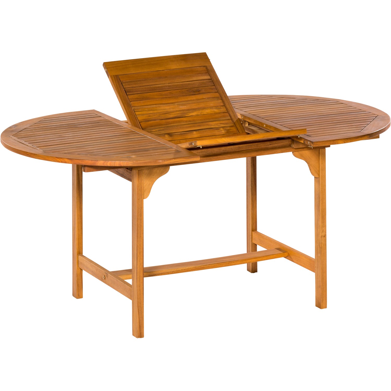 Ausziehbarer, ovaler Gartentisch aus Holz, braun, 170x100 cm. Merxx Gartentisch mit Ausziehfunktion.