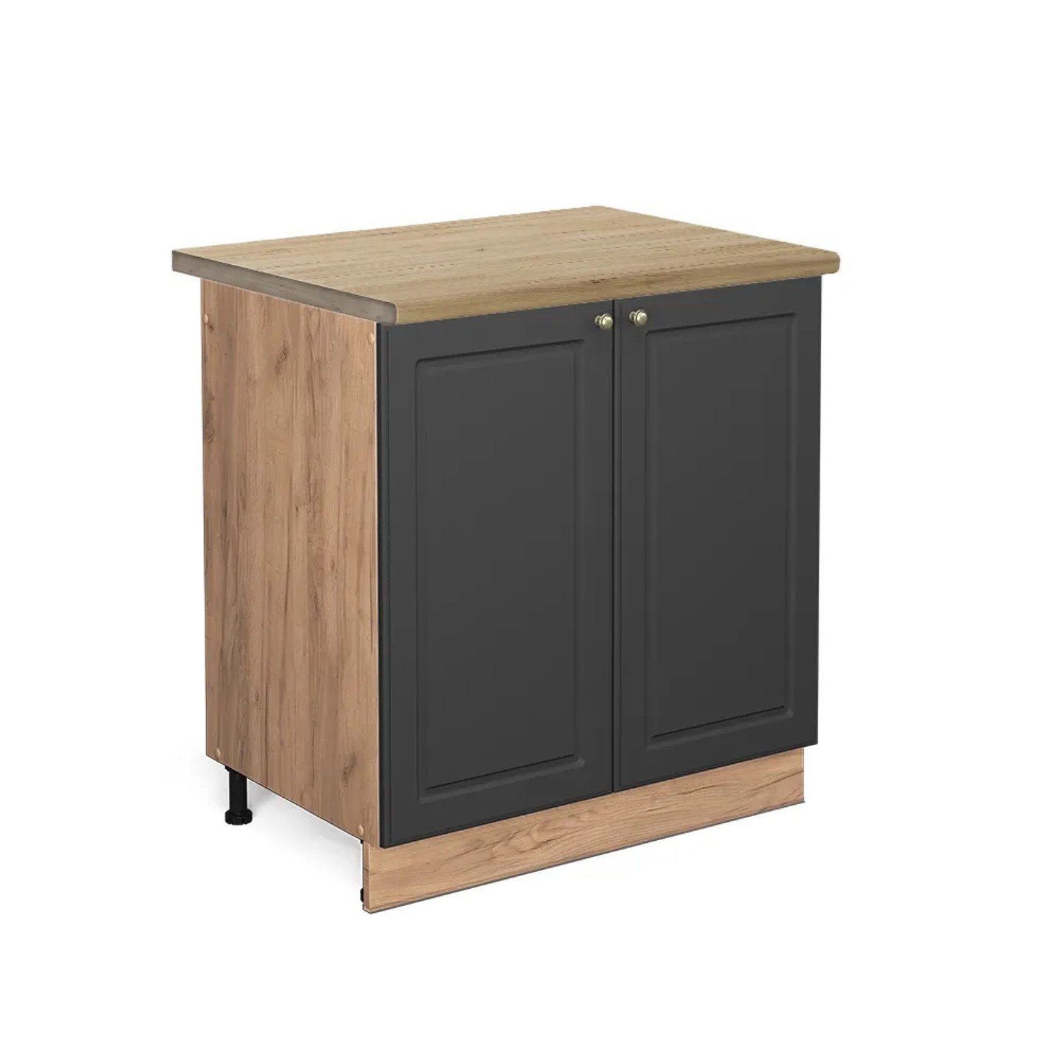 Vicco Spülenunterschrank Fame-Line Anthrazit-Gold/Goldkraft Eiche 80 cm AP Eiche