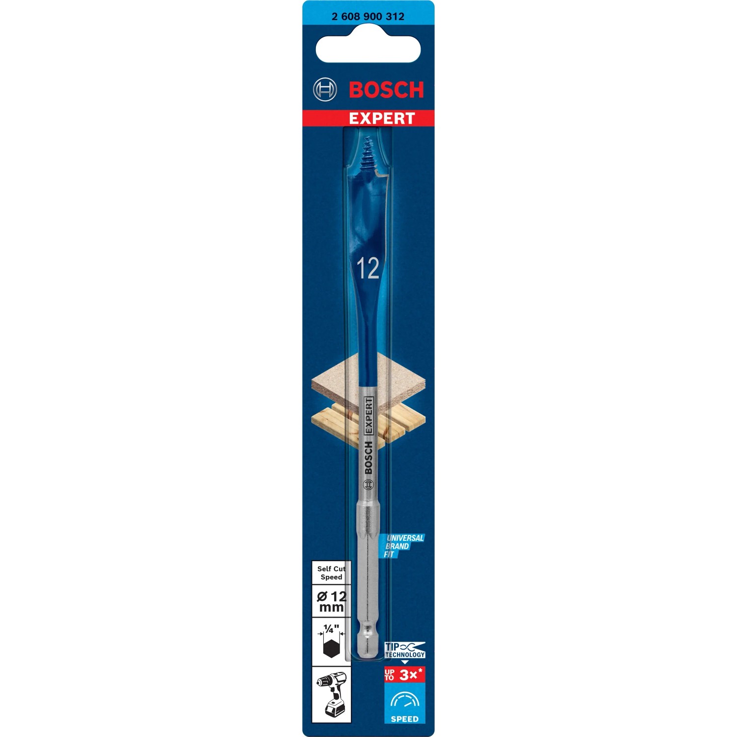 Mèche Plate Bosch Expert SelfCut Speed 20 Mm - Perçage Rapide Bois Résineux