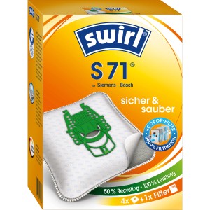 Swirl S 71 Staubsaugerbeutel EcoPor, 4er-Pack. Zubehör für Siemens und Bosch Staubsauger.