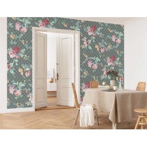 Komar Vlies Fototapete Embellish mit floralem Muster in Wohnraum, 400x280 cm.