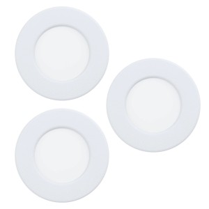 3er Set Eglo LED Einbauspot Fueva 5, Ø 8,5cm, 3000K, Weiß. LED-Einbaustrahler für den Innenbereich.