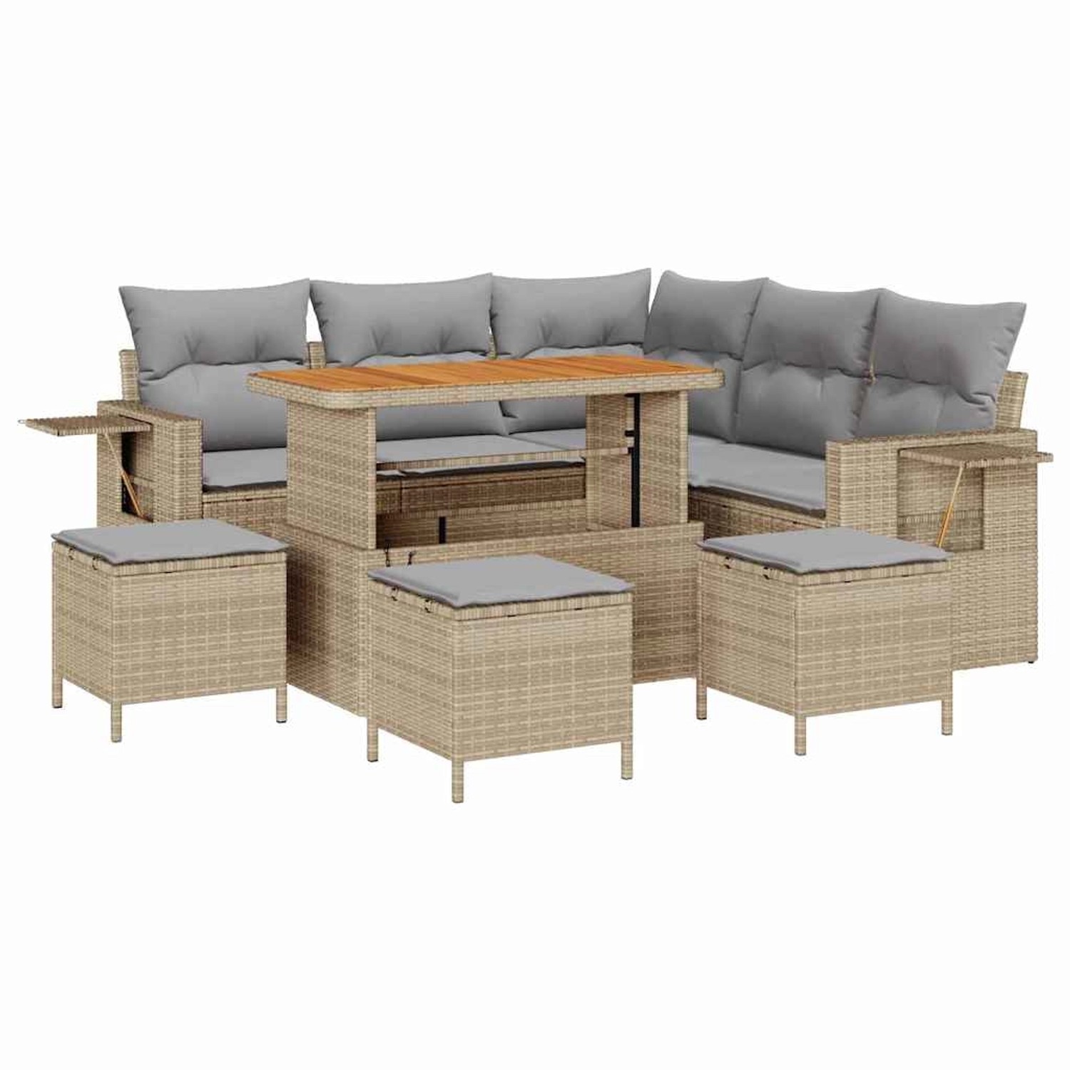 vidaXL Garten-Sofa-Set 9-Tlg Beige Poly Rattan 3361752 günstig online kaufen