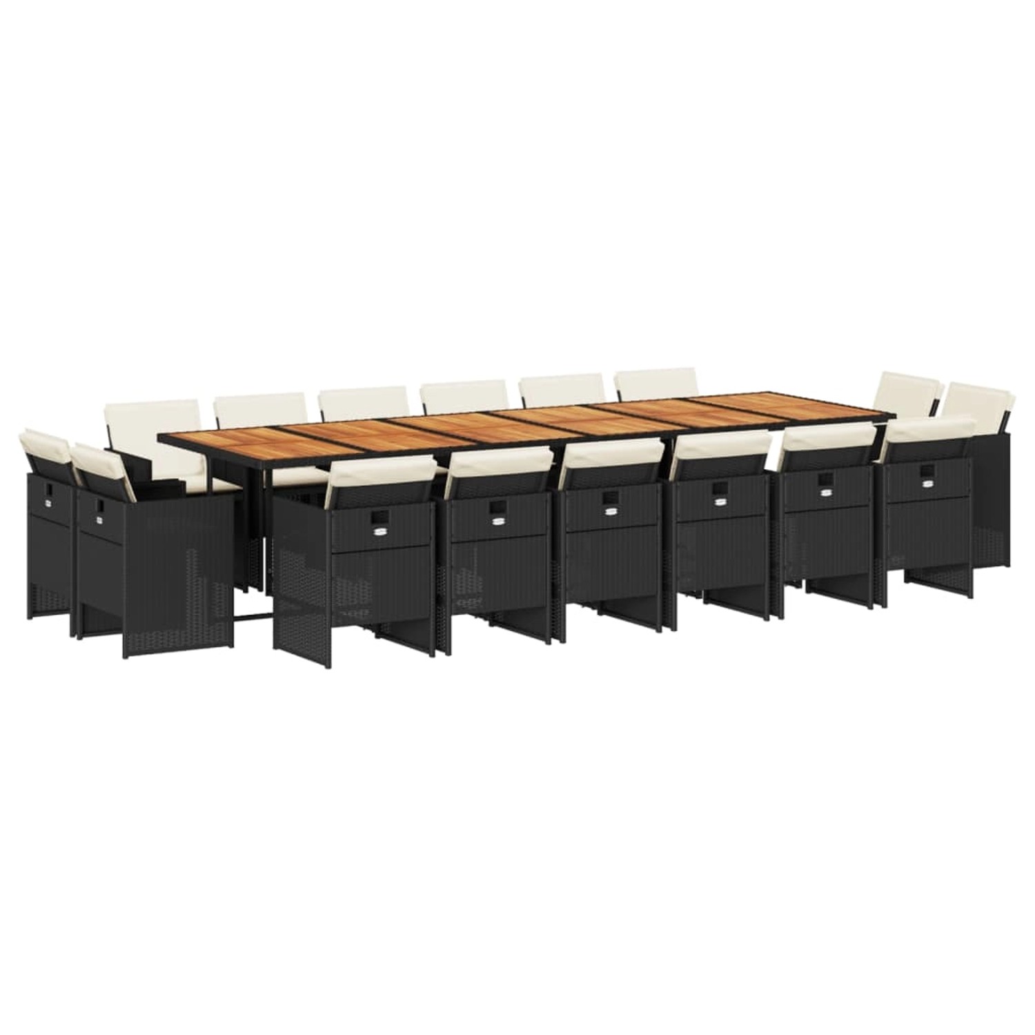 vidaXL 17-Tlg Garten-Essgruppe mit Kissen Schwarz Poly Rattan 3277838 günstig online kaufen