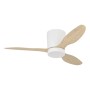 Eglo LED-Deckenventilator Baracares, weiß mit drei Holzoptik-Flügeln. Modernes Design, 106 cm Durchmesser.