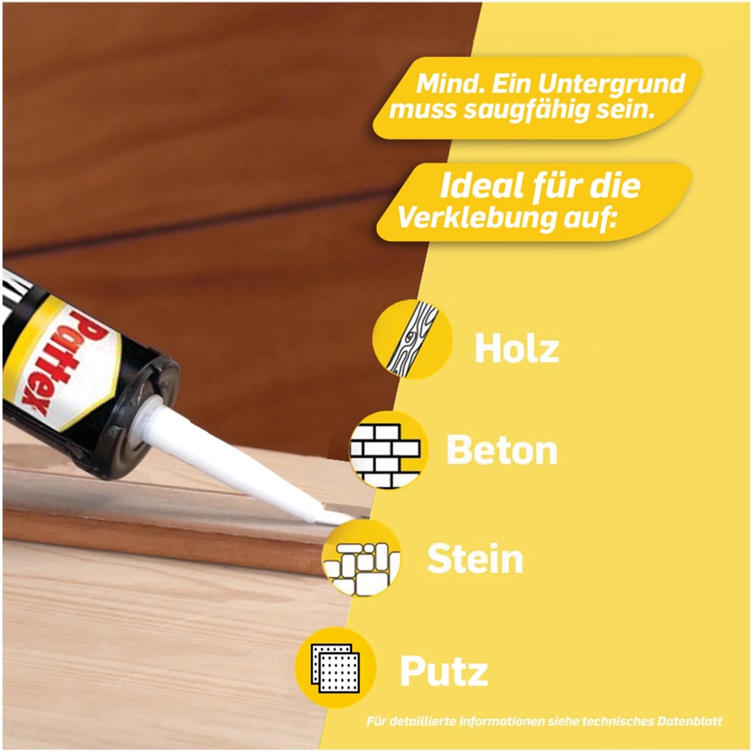 Pattex Montagekleber Kartusche für Holz, Beton, Stein und Putz. Kleben statt Bohren.