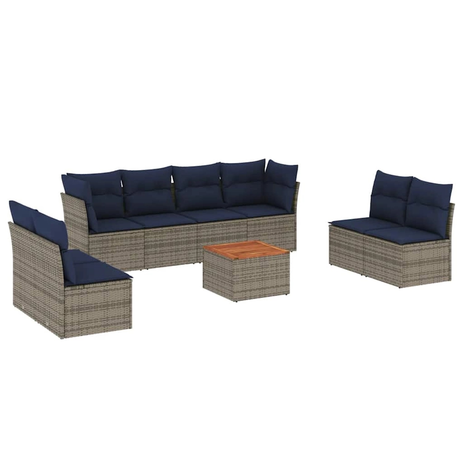 vidaXL 9-Tlg Garten-Sofagarnitur mit Kissen Grau Poly Rattan 3255914 günstig online kaufen