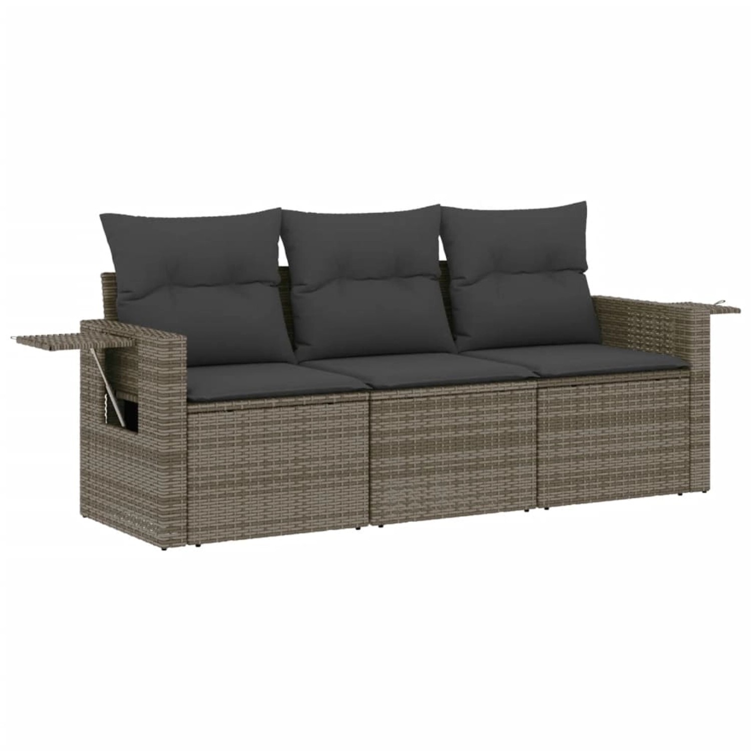 vidaXL 3-Tlg Garten-Sofagarnitur mit Kissen Grau Poly Rattan 3219859 günstig online kaufen