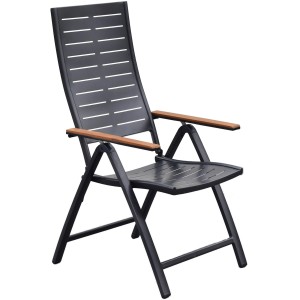 Merxx Gartensessel Tinos, Klappsessel aus Aluminium und Akazie, 5-fach verstellbare Rückenlehne.
