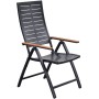 Merxx Gartensessel Tinos, Klappsessel aus Aluminium und Akazie, 5-fach verstellbare Rückenlehne.