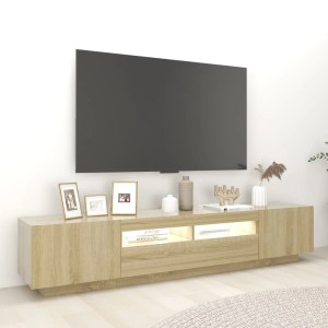 VidaXL TV-Schrank mit LED Sonoma-Eiche, 200 cm breit. Wohnwand mit Fächern und Beleuchtung.