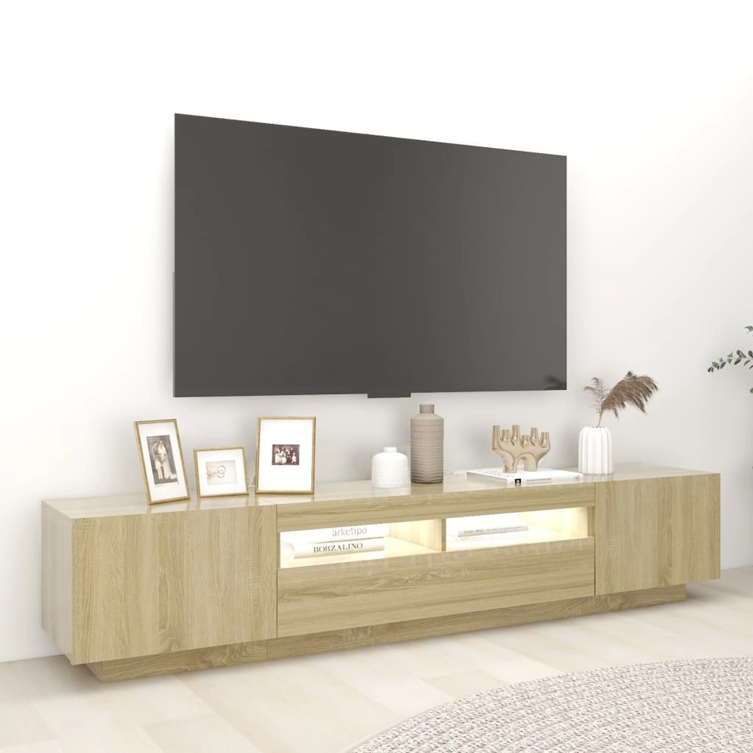 VidaXL TV-Schrank mit LED-Leuchten Sonoma-Eiche 200x35x40 cm