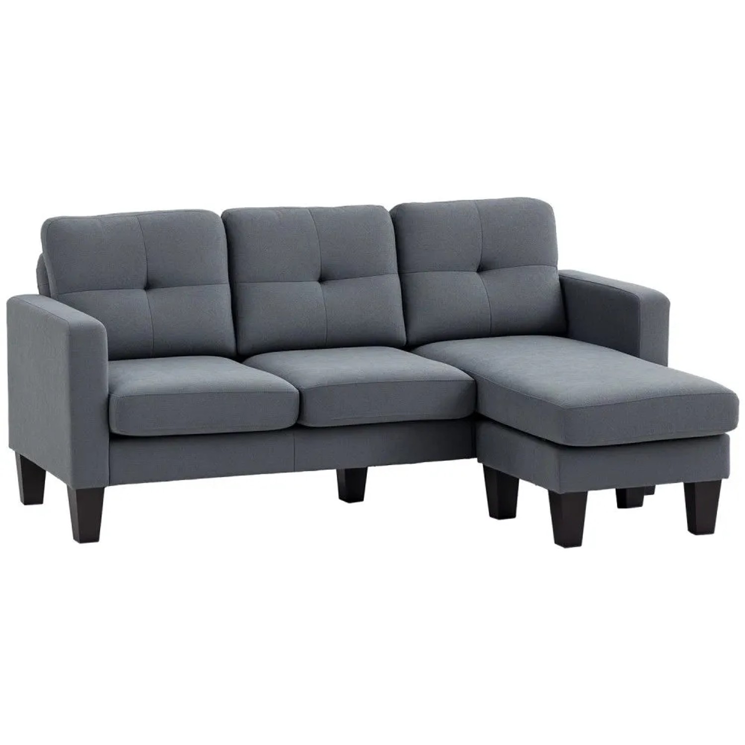 HOMCOM Ecksofa Polyester Schaumstoff 186L x 130B x 84H cm Dunkelgrau